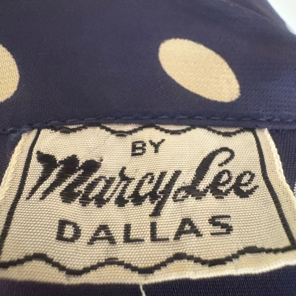 Navy Blue and White Polka Dot Shirtwaist Dress - Picture 9 of 11